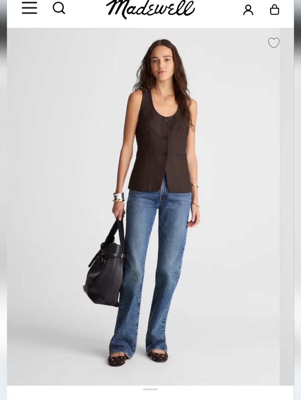 Madewell Black Sleeveless Tailored Button-Front Vest - Picture 3 of 13